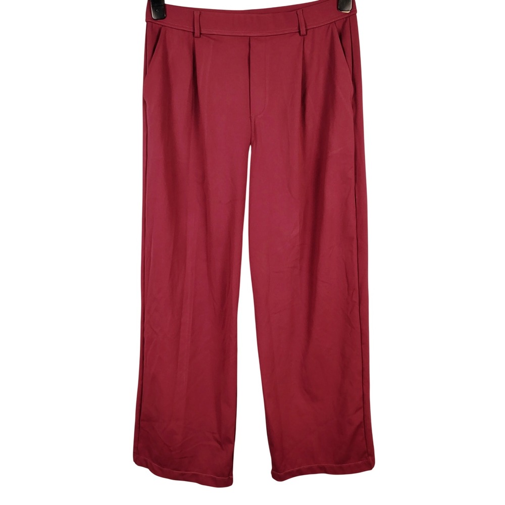 Halara Womens SZ L Wide Leg Pleated Trousers mauve Officecore Gorpcore
